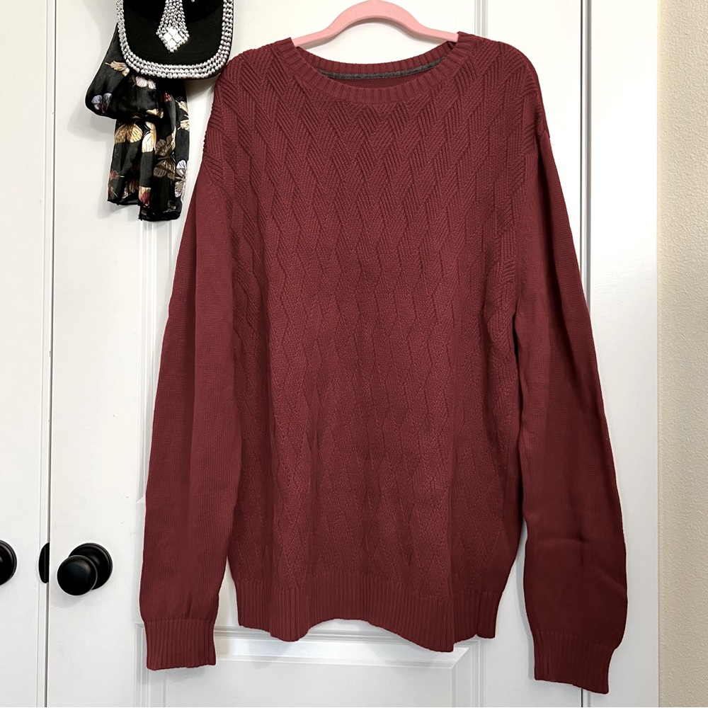 St. John’s Bay XXL Burgundy Cotton Cable Knit Sweater